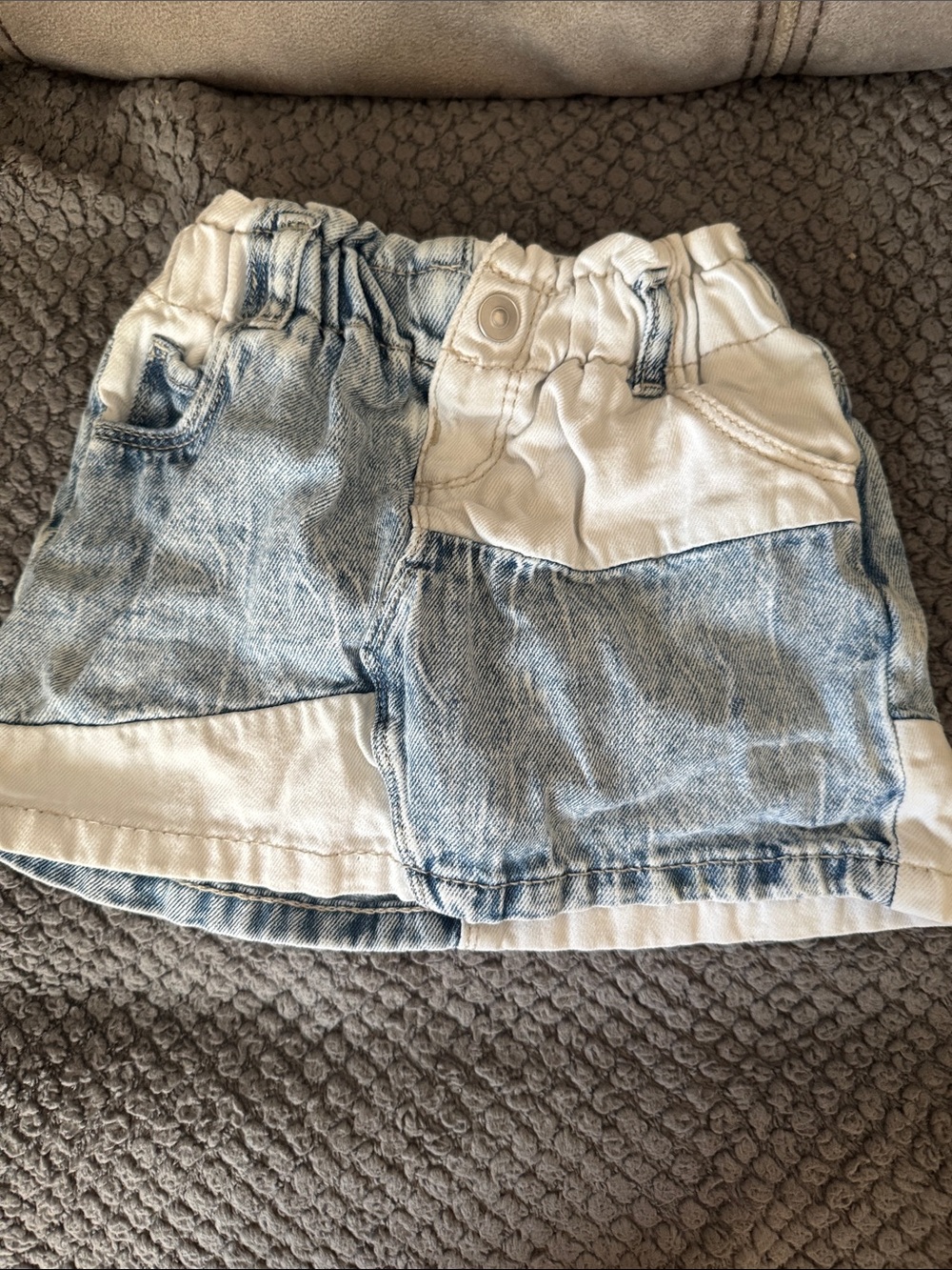 wonder nation Two-Tone Light Blue and White Denim Skirt